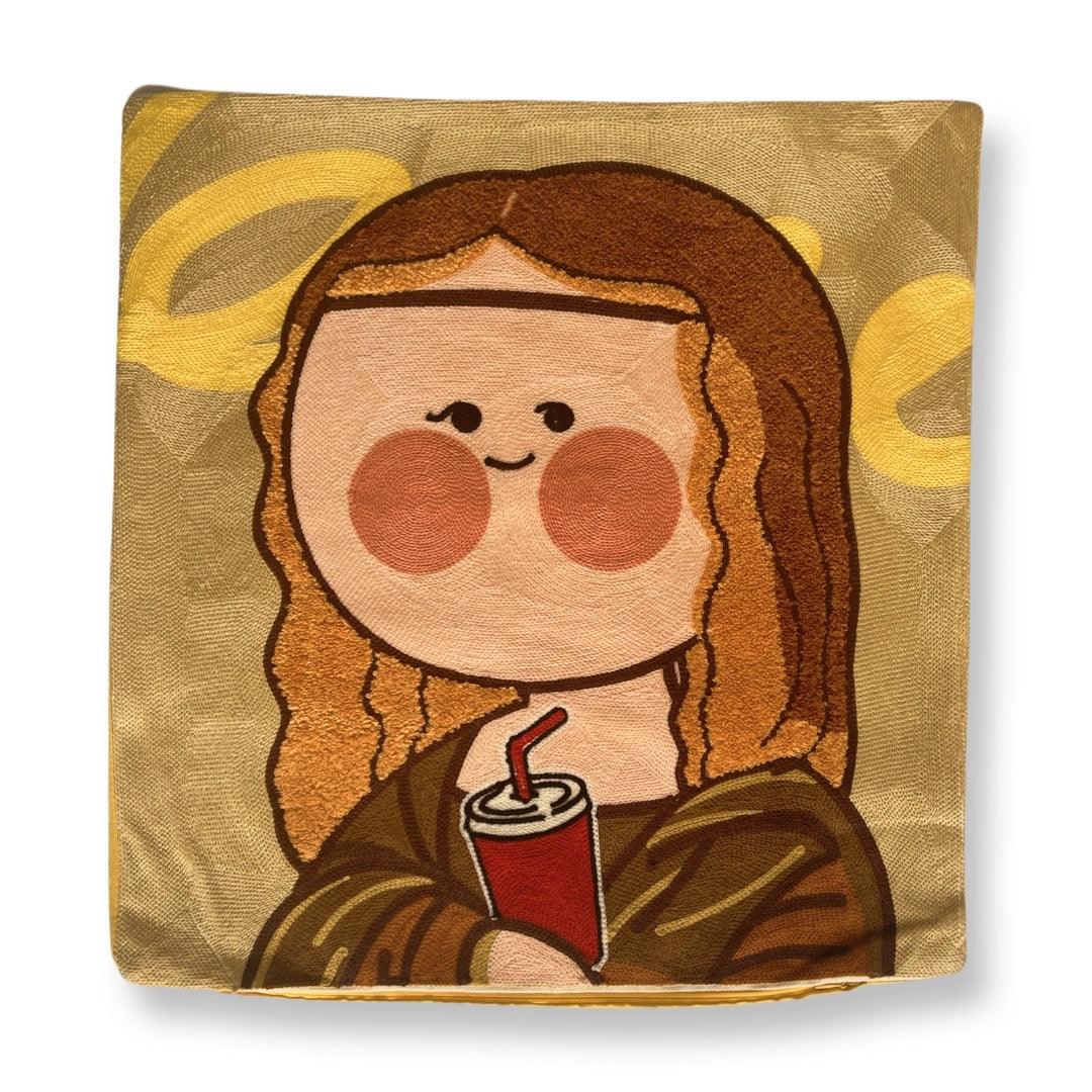 Cushion Cover 45cm Mona Lisa Coca Cola Tufted Embroidered