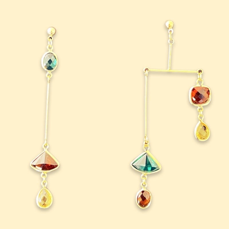 Asymmetric Stained Glass Earrings